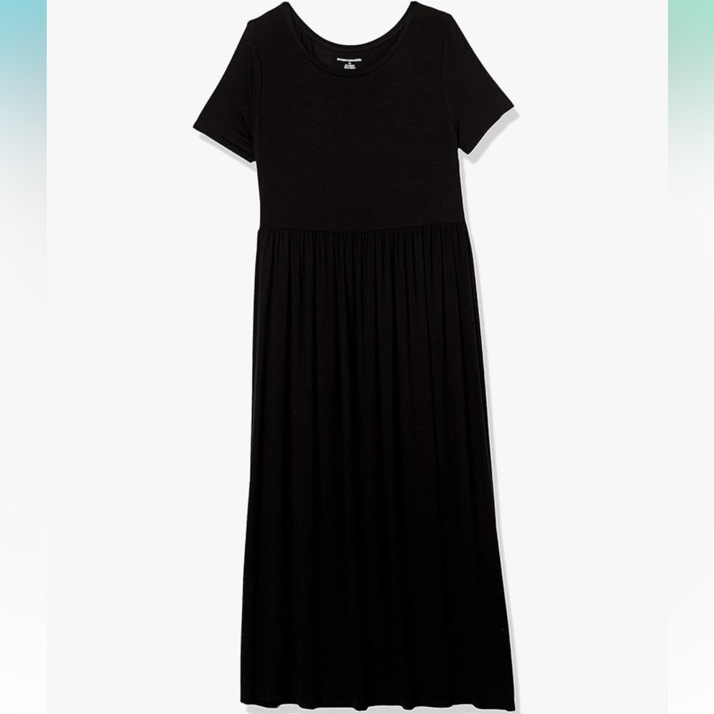 🆕 Amazon Essentials Women's Short-Sleeve Waisted Maxi Dress, Large